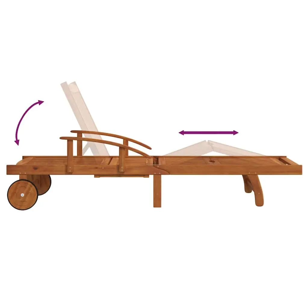 Sun Loungers 2 pcs Solid Wood Acacia Brown Adjustable Outdoor Garden Patio Deck