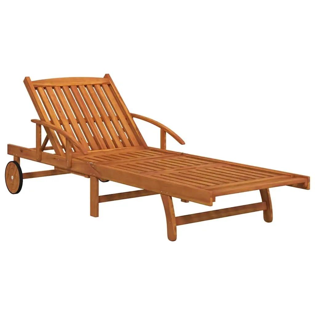 Sun Loungers 2 pcs Solid Wood Acacia Brown Adjustable Outdoor Garden Patio Deck