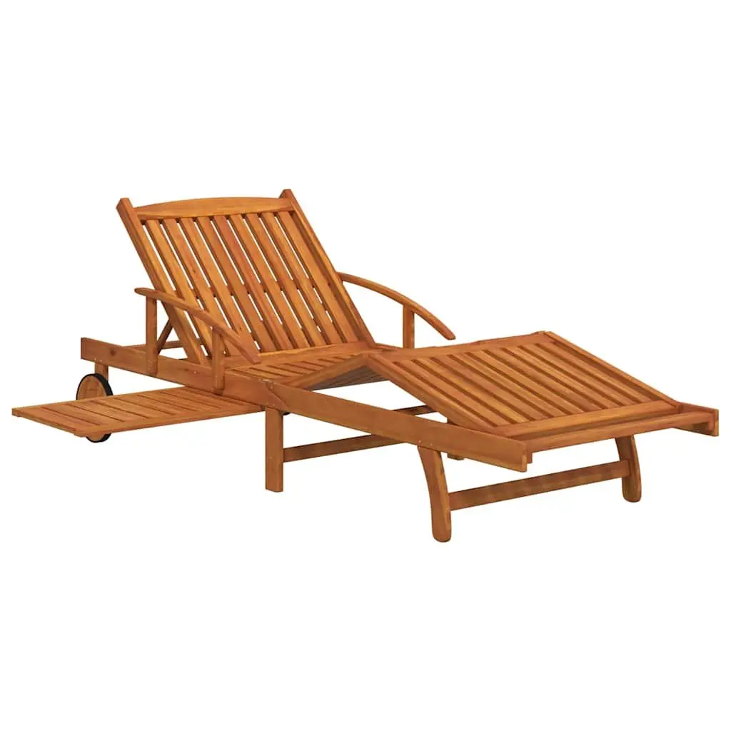 Sun Loungers 2 pcs Solid Wood Acacia Brown Adjustable Outdoor Garden Patio Deck