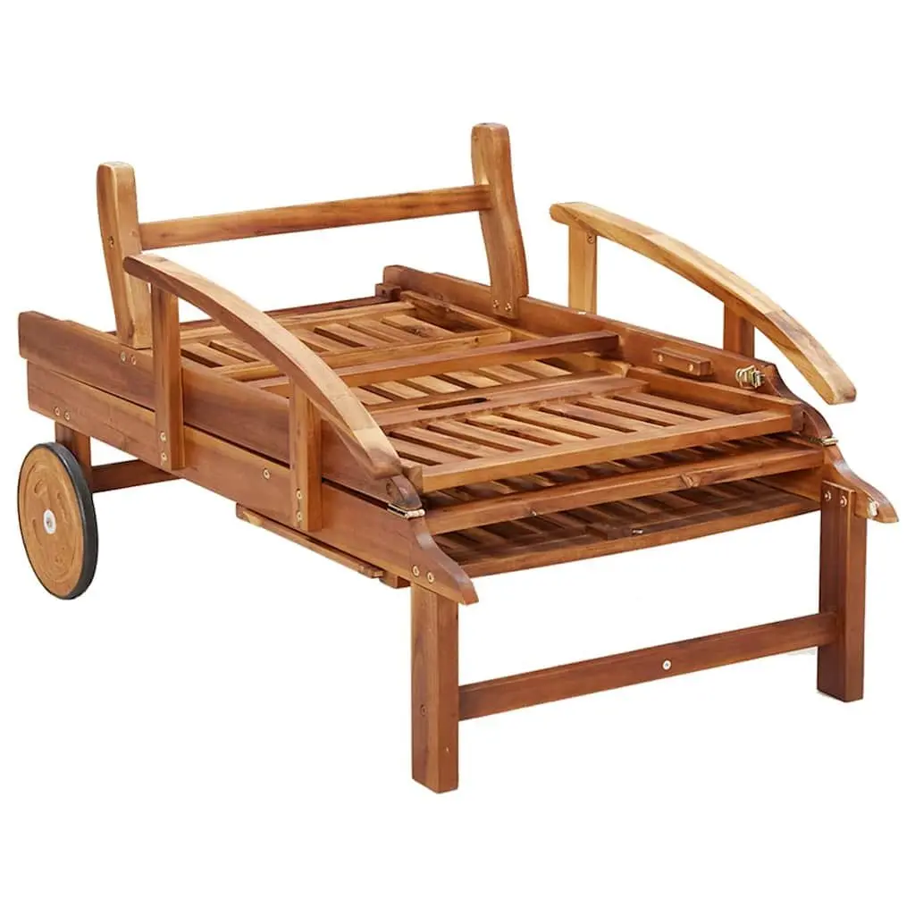 Sun Loungers 2 pcs Solid Wood Acacia Brown Adjustable Outdoor Garden Patio Deck