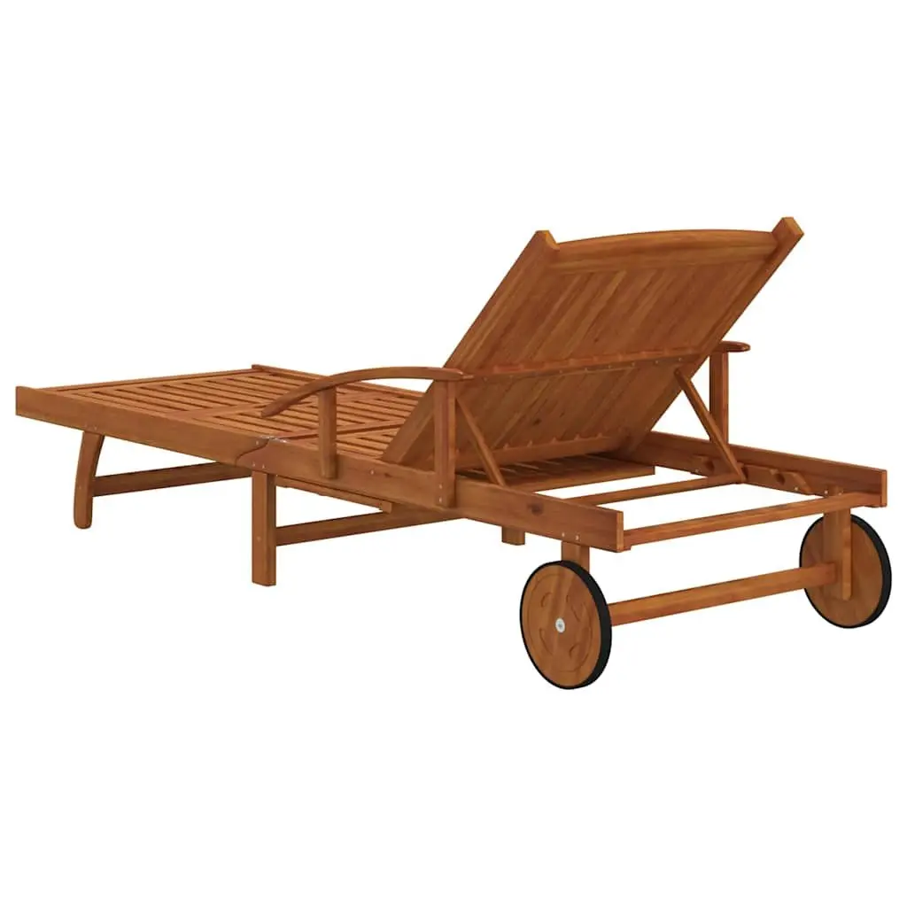 Sun Loungers 2 pcs Solid Wood Acacia Brown Adjustable Outdoor Garden Patio Deck