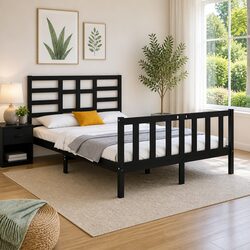 Concise Black Bed Frame: Sturdy and Stylish