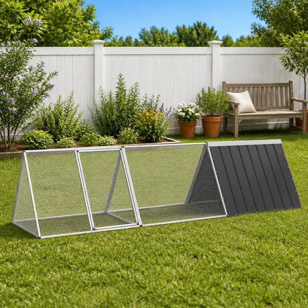 Rabbit Cage Anthracite Galvanised Steel Outdoor Small Animal Enclosure with Extension Cage