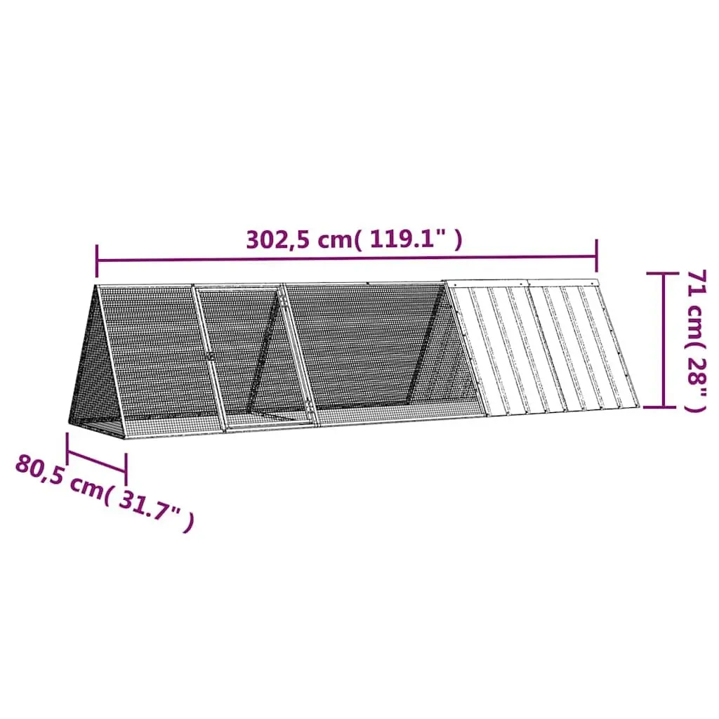 Rabbit Cage Anthracite Galvanised Steel Outdoor Small Animal Enclosure with Extension Cage