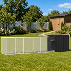 Durable Chicken Cage: Anthracite Steel, 400x91x100 cm