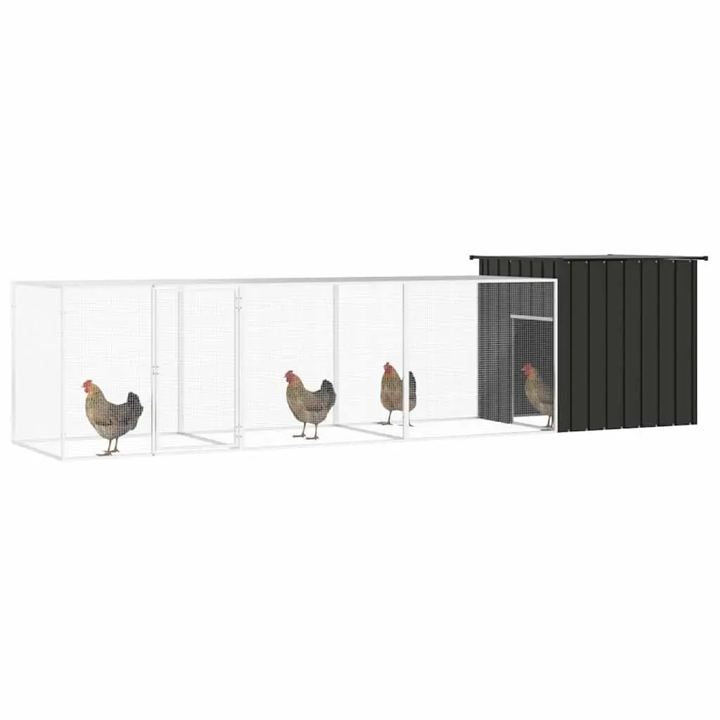 Chicken Cage Anthracite 400x91x100 cm Galvanised Steel Coop Run Pen Housing