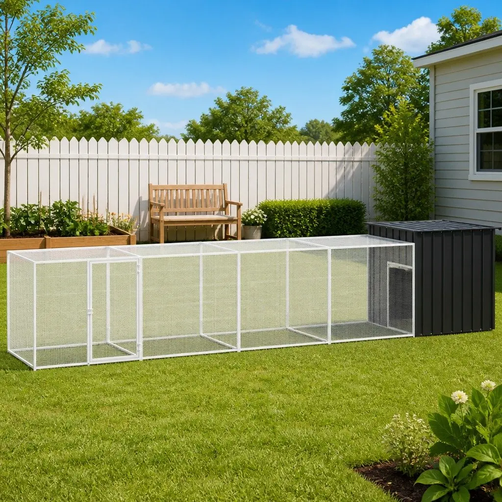Chicken Cage Anthracite Galvanised Steel Outdoor Run for Ducks and Small Animals