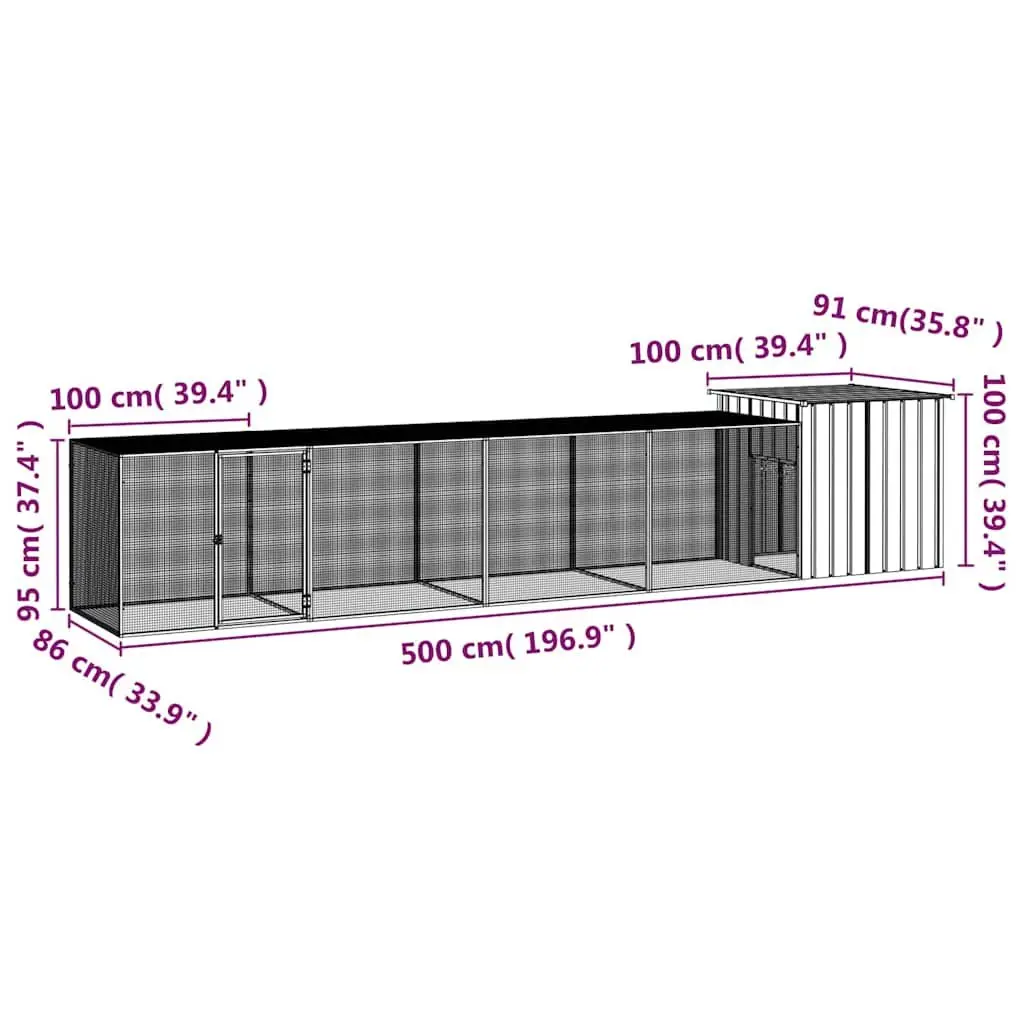 Chicken Cage Anthracite Galvanised Steel Outdoor Run for Ducks and Small Animals