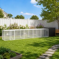 Chicken Cage Galvanised Steel Small Animal Habitat Coop Run House 600x91x100cm