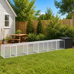 Chicken Cage Anthracite Galvanised Steel Run Coop Small Animal Habitat Enclosure