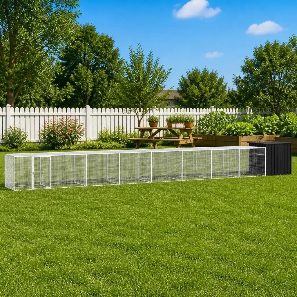 Chicken Cage Anthracite Galvanised Steel Small Animal Habitat Run Enclosure
