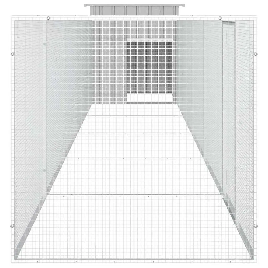 Chicken Cage Galvanised Steel Grey Outdoor Habitat Run with Extension 600x91x100cm
