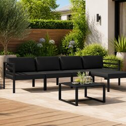 5 Piece Garden Lounge Set Modular Outdoor Patio Furniture with Cushions