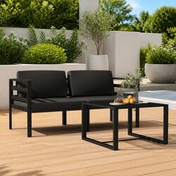 3 Piece Garden Lounge Set Modular Patio Furniture Aluminium Anthracite with