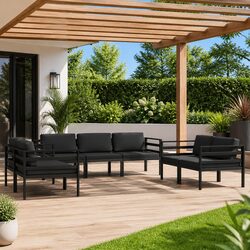 7 Piece Garden Lounge Set Modular Outdoor Patio Furniture Cushions Anthracite