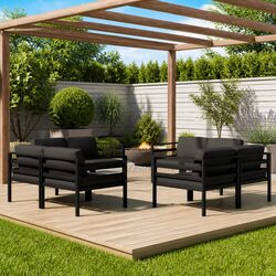 Compact 8 Piece Modular Outdoor Lounge Set with Cushions