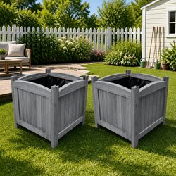 Compact Raised Garden Beds 30 cm - Grey Wood Set