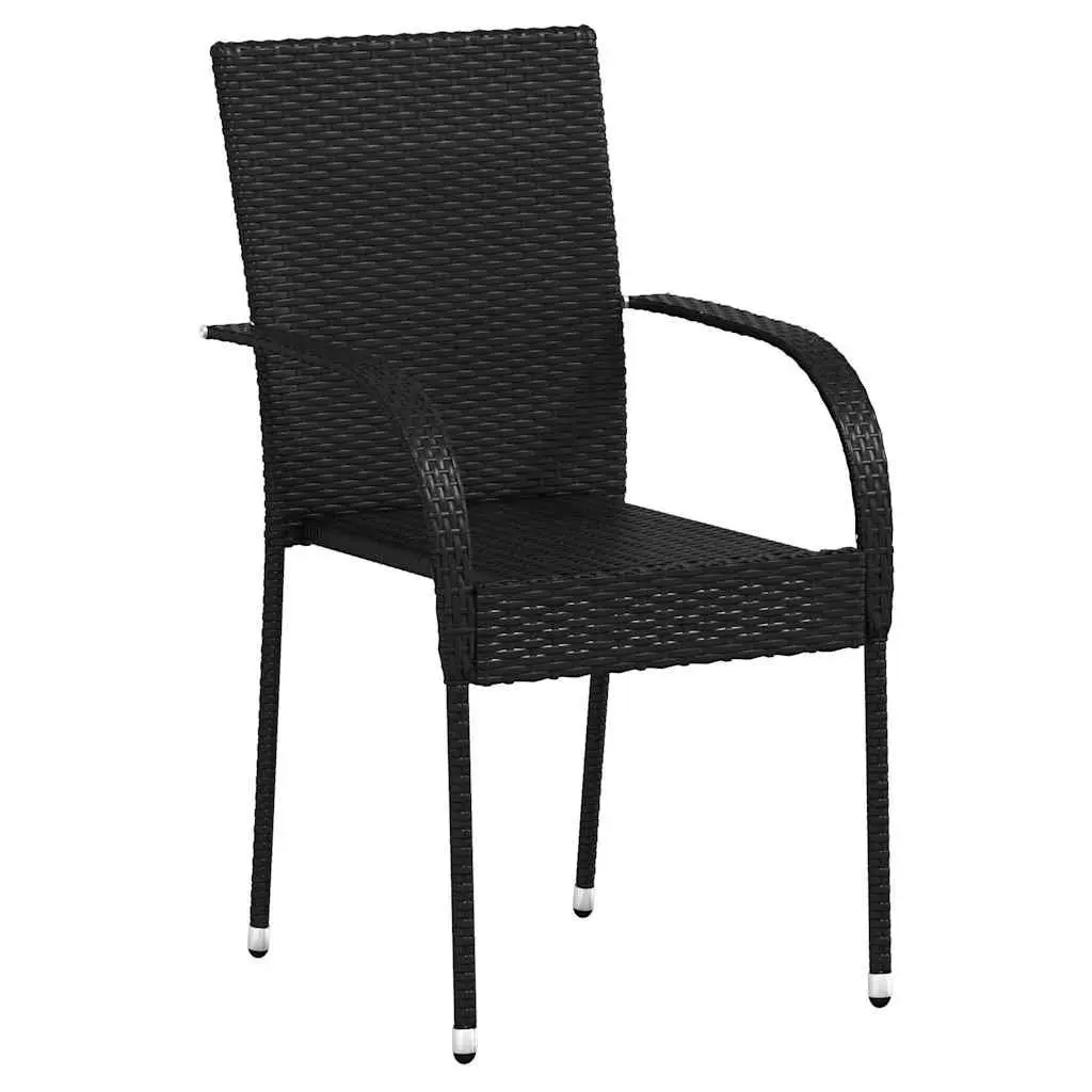 Stackable Outdoor Dining Chairs 4 pcs Garden Patio Seating Set Black Rattan