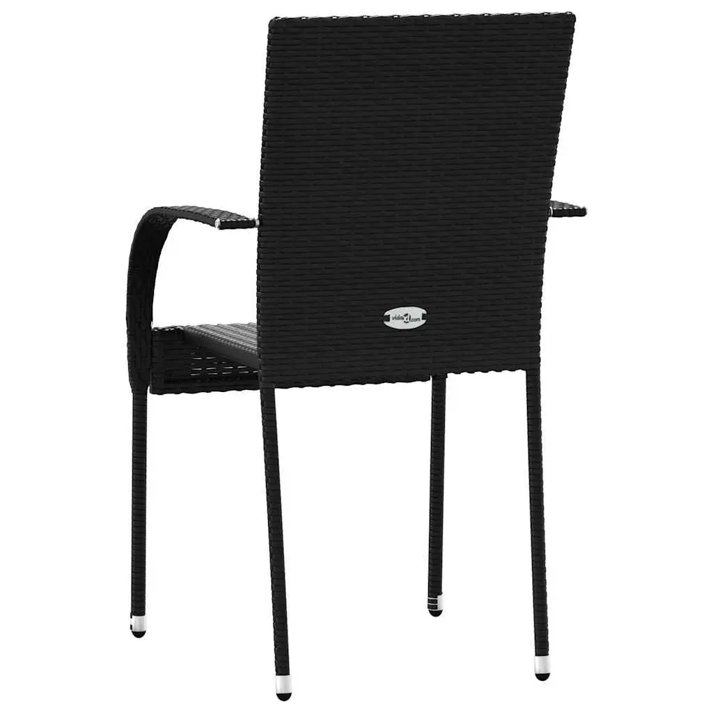 Stackable Outdoor Dining Chairs 4 pcs Garden Patio Seating Set Black Rattan