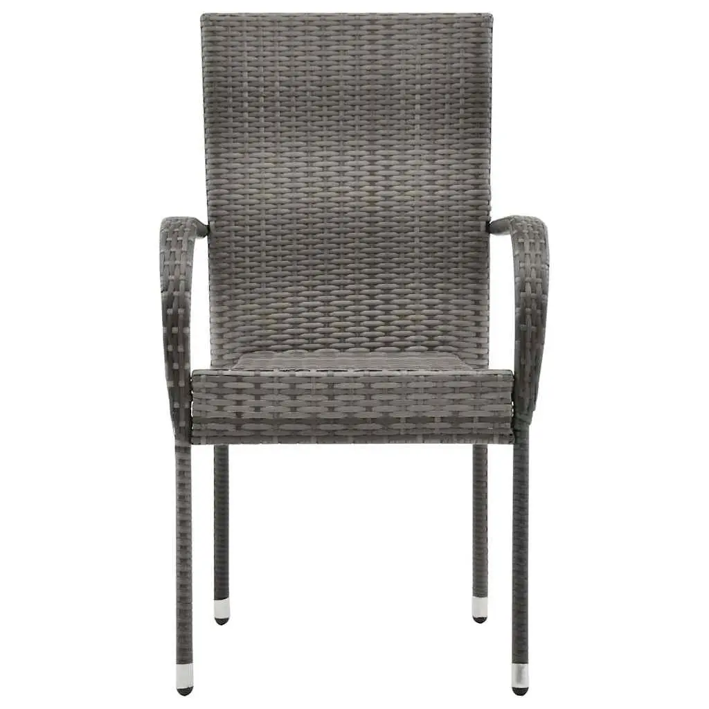 Stackable Outdoor Chairs 4 Pcs Garden Patio Seating Set Grey Rattan Style