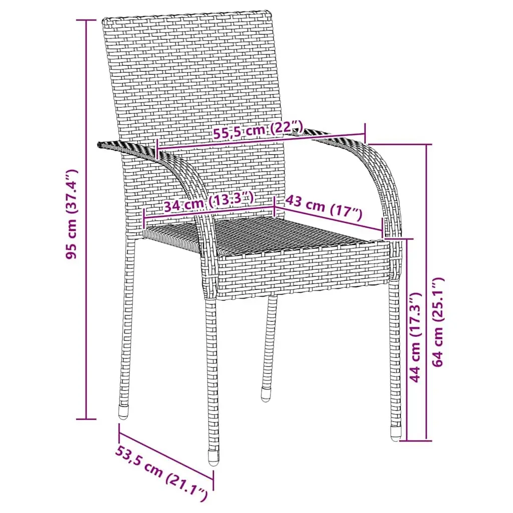 Stackable Outdoor Chairs 4 Pcs Garden Patio Seating Set Grey Rattan Style