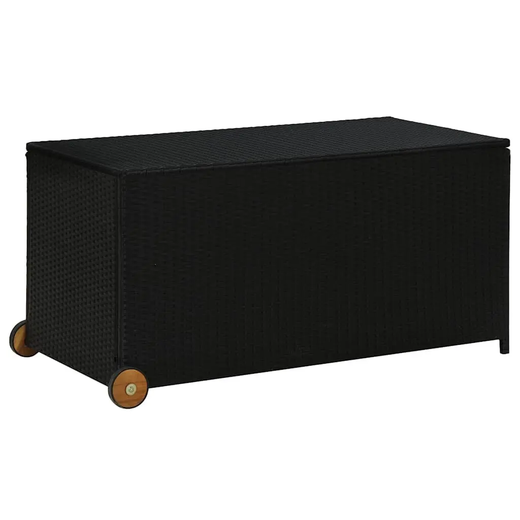 Garden Storage Box Black Poly Rattan Outdoor Patio Deck Cushion Organizer