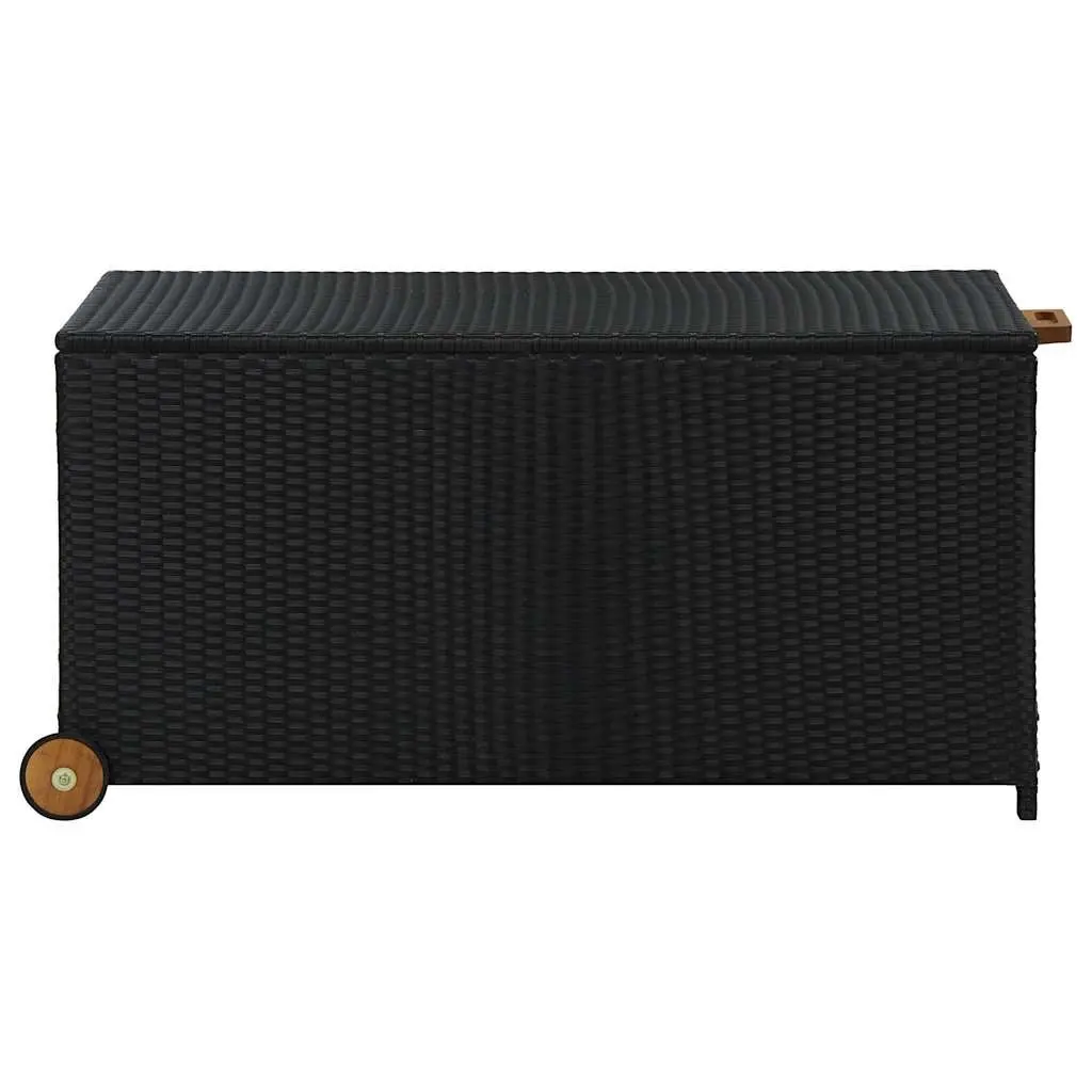 Garden Storage Box Black Poly Rattan Outdoor Patio Deck Cushion Organizer