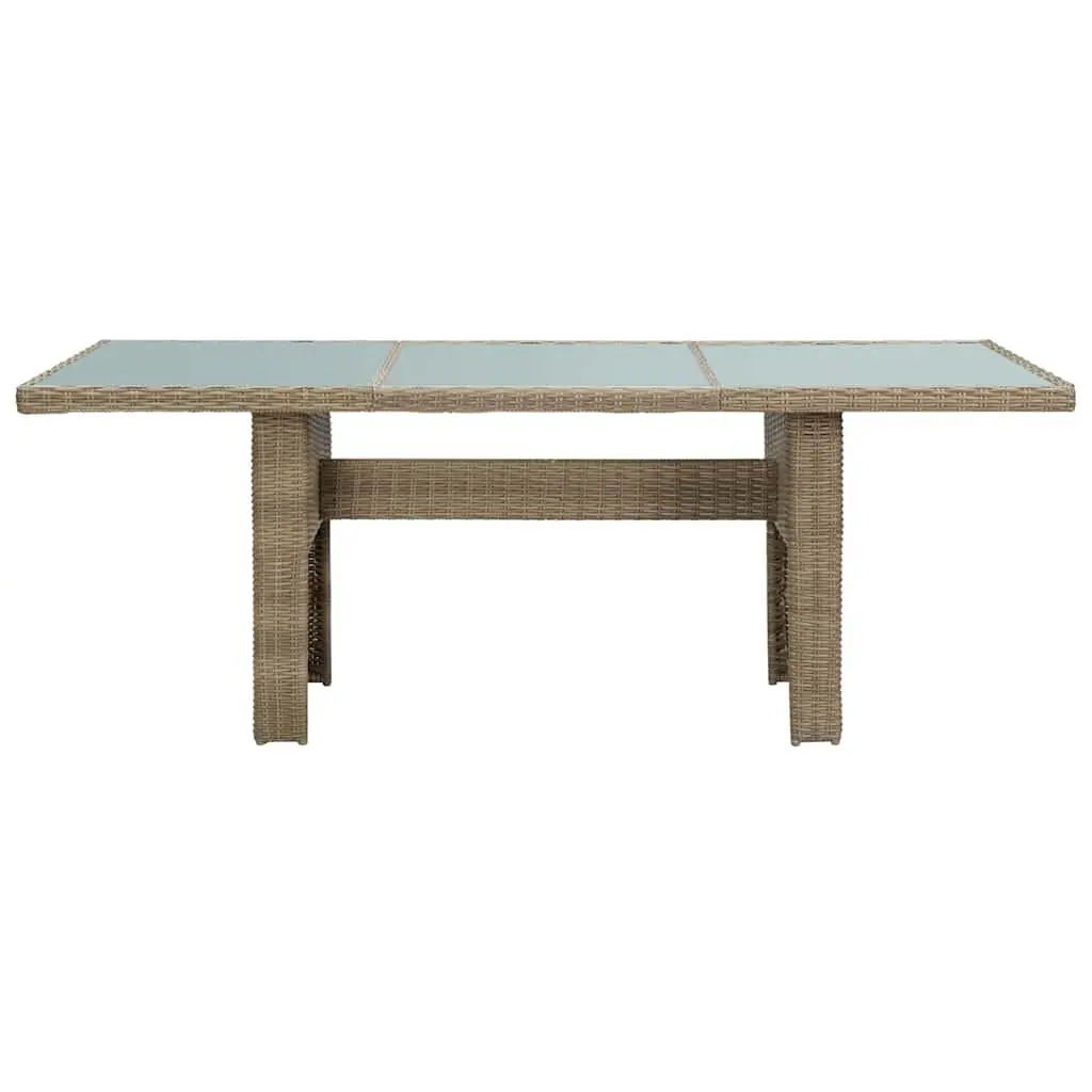 Brown Patio Dining Table with Glass Top