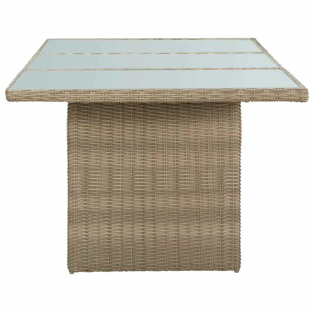 Brown Patio Dining Table with Glass Top