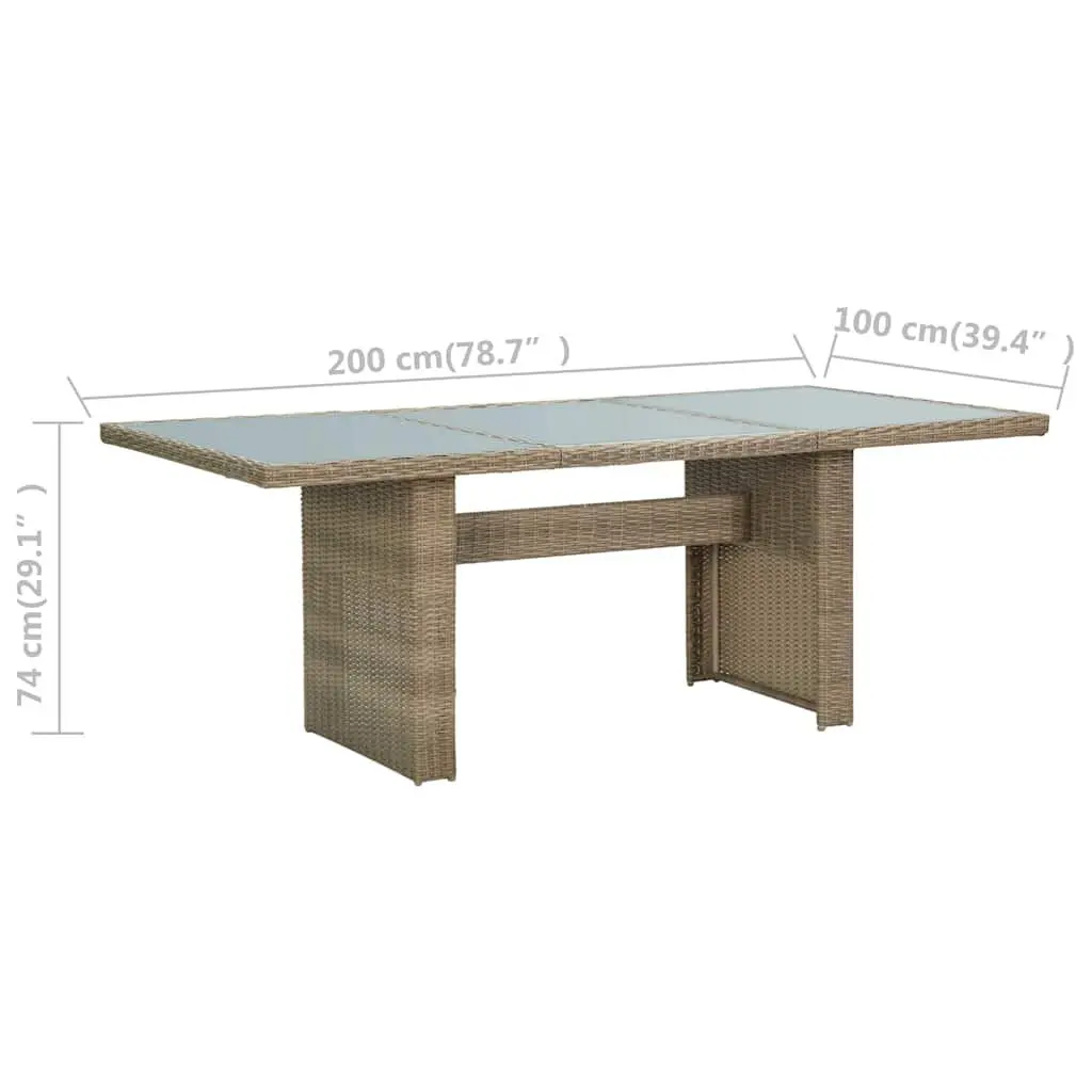 Brown Patio Dining Table with Glass Top