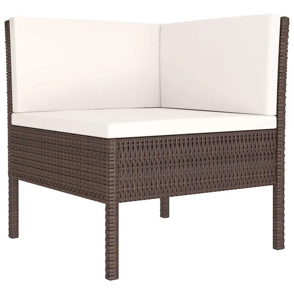 Garden Lounge Set Brown 3 Piece Outdoor Furniture Poly Rattan Sofa with Cushions