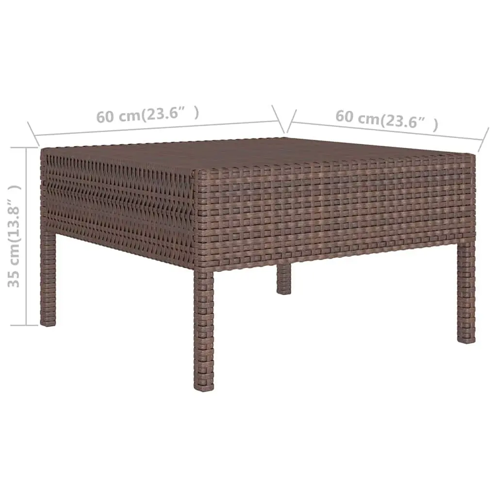 Garden Lounge Set Brown 3 Piece Outdoor Furniture Poly Rattan Sofa with Cushions