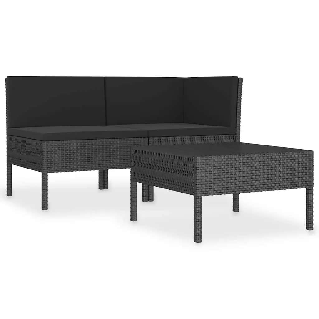 Garden Lounge Set 3 Piece Outdoor Furniture Poly Rattan Sofa Coffee Table