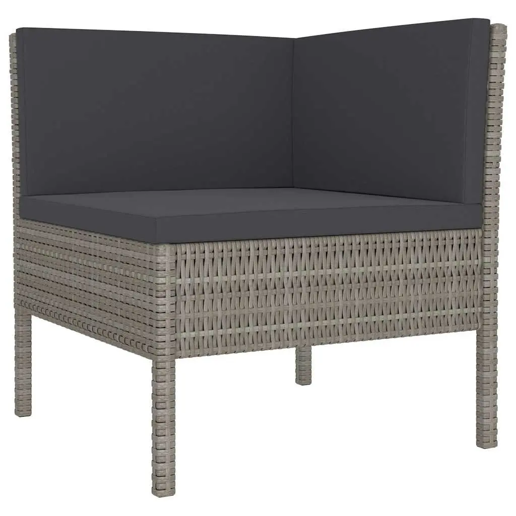 Garden Lounge Set Grey 3 Piece Outdoor Furniture Rattan Sofa with Cushions