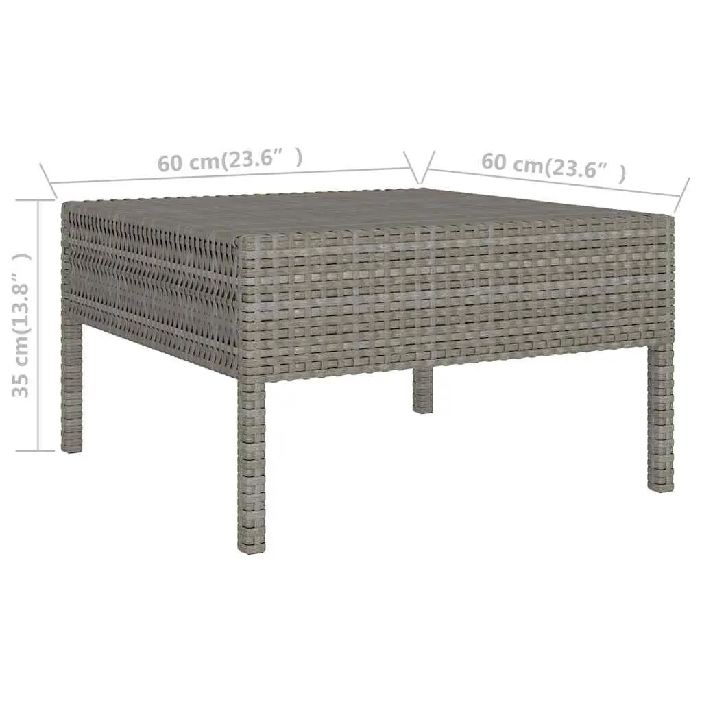 Garden Lounge Set Grey 3 Piece Outdoor Furniture Rattan Sofa with Cushions