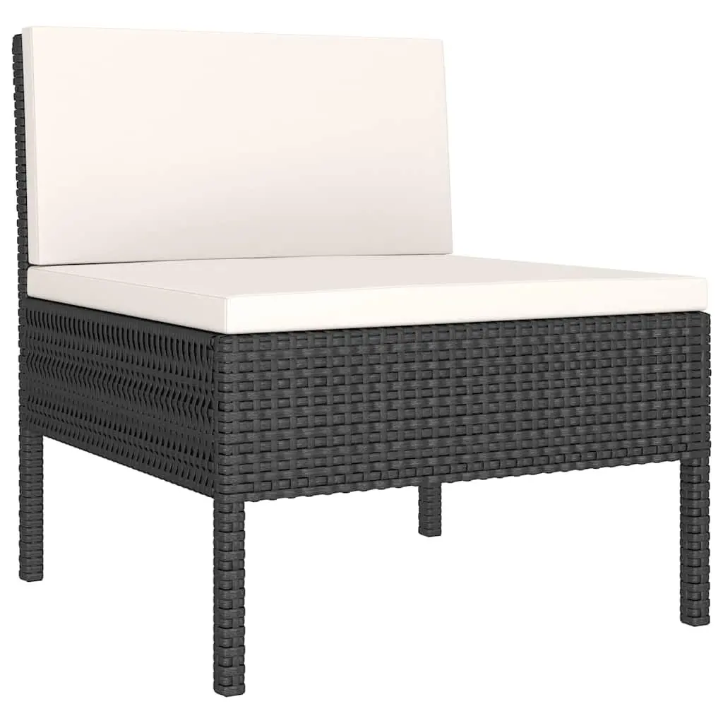 Garden Lounge Set 3 Piece Outdoor Furniture Black Poly Rattan Patio Sofa
