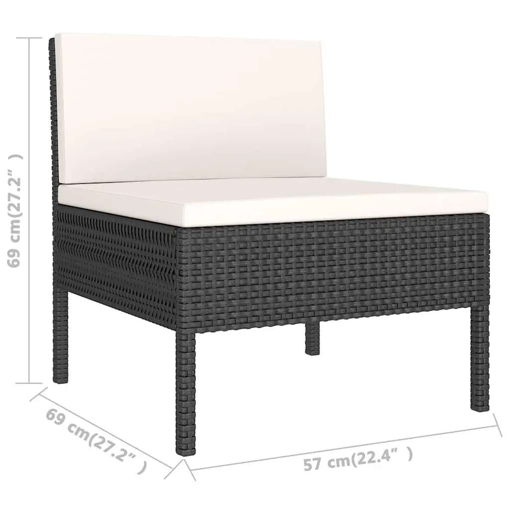 Garden Lounge Set 3 Piece Outdoor Furniture Black Poly Rattan Patio Sofa