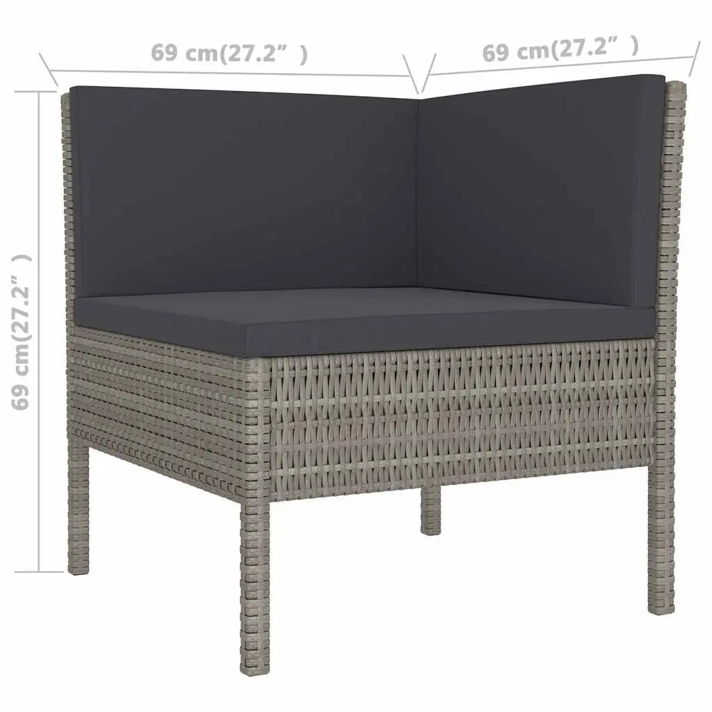 Garden Lounge Set 2 Piece Poly Rattan Outdoor Furniture Grey Cushions