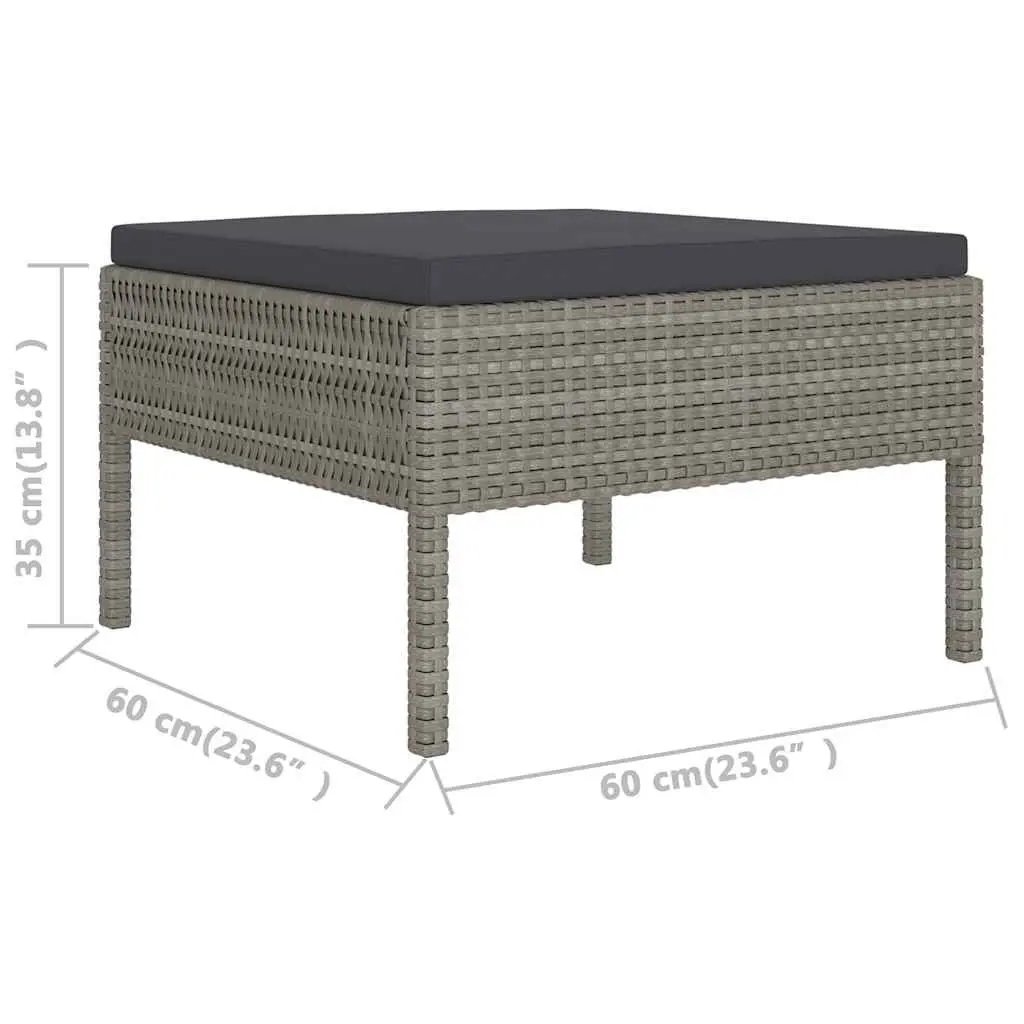 Garden Lounge Set 2 Piece Poly Rattan Outdoor Furniture Grey Cushions