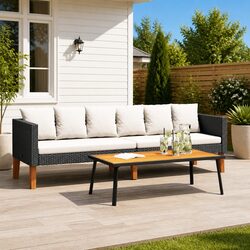 Compact and Stylish 3-Seater Garden Sofa with Cushions