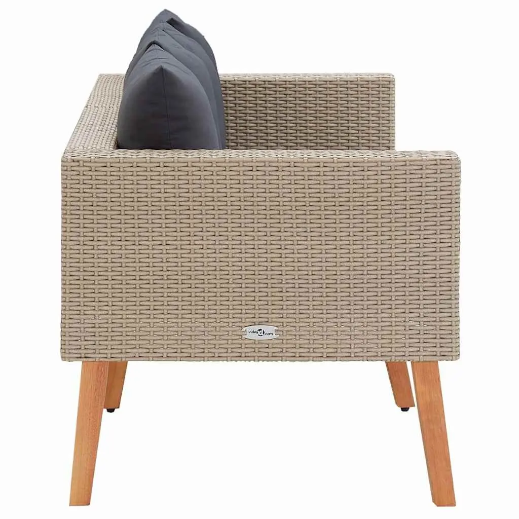 2-Seater Garden Sofa Beige PE Rattan Steel Frame Cushions