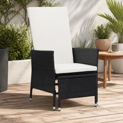 Compact Black Outdoor Reclining Chair with Footrest