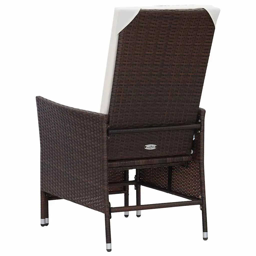 Outdoor Reclining Chair Brown PE Rattan Adjustable Backrest and Footrest