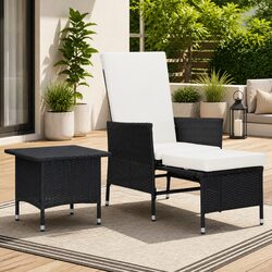 Garden Lounge Set 2 Piece Outdoor Furniture Poly Rattan Armchair Tea Table