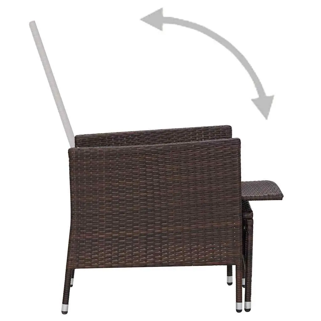 Garden Lounge Set Brown 2 Piece Outdoor Furniture PE Rattan Armchair Tea Table