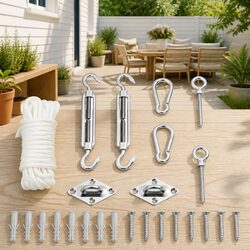 9 Piece Stainless Steel Sunshade Sail Accessory Set for Easy Use