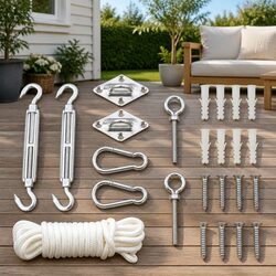 9 Piece Stainless Steel Sunshade Sail Kit