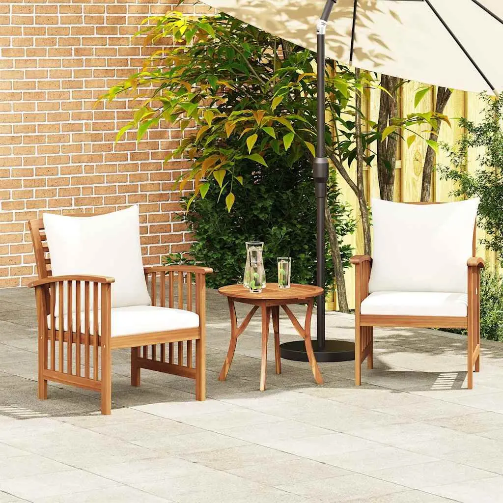 Garden Chairs White 2 Piece Wooden Outdoor Seating with Cushions