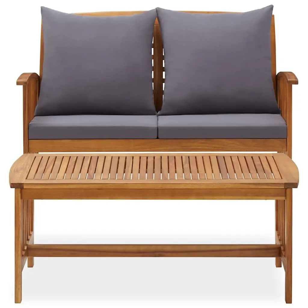 Garden Lounge Set 2 Piece Outdoor Furniture with Cushions Acacia Wood Patio