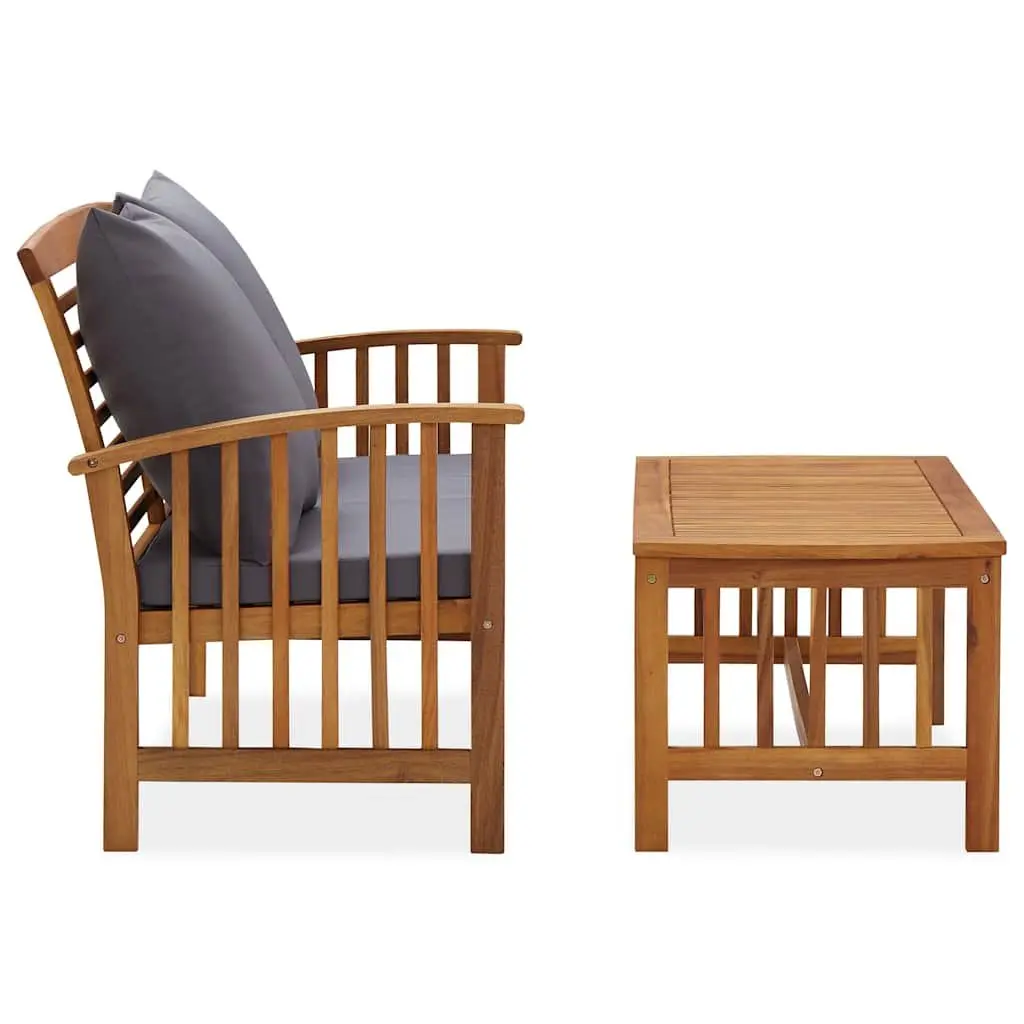 Garden Lounge Set 2 Piece Outdoor Furniture with Cushions Acacia Wood Patio